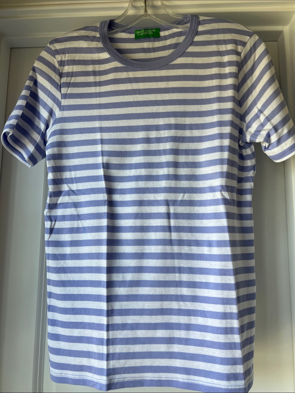 United Colors Of Benetton Lavender and White Striped Tee